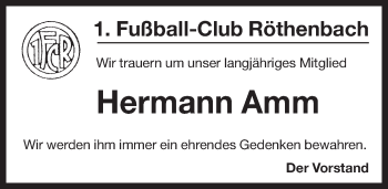 Traueranzeige von Hermann Amm von Pegnitz-Zeitung